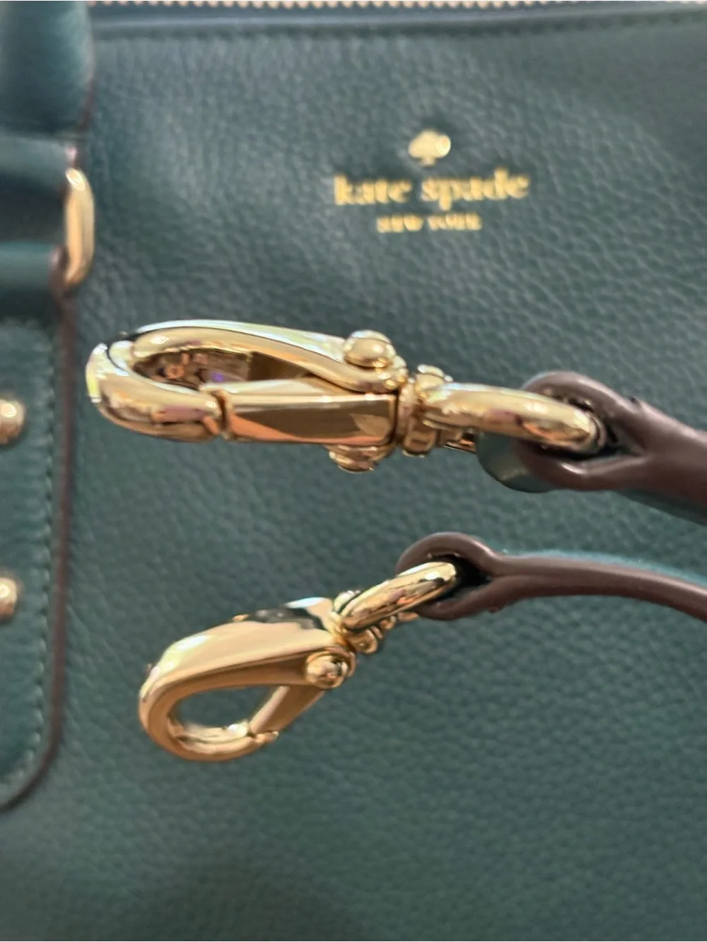 Kate Spade Larchmont Avenue Reiley Satchel Leather Bag Dark Evergreen Green